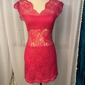 BCBGMaxAzria Pink Lace Mini Dress